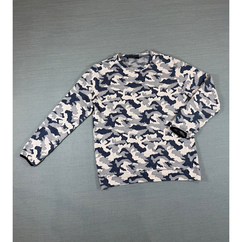 Modchok Womens Camo Sweatshirt Blue White Camouflage‎ Crew Neck Pullover Size S